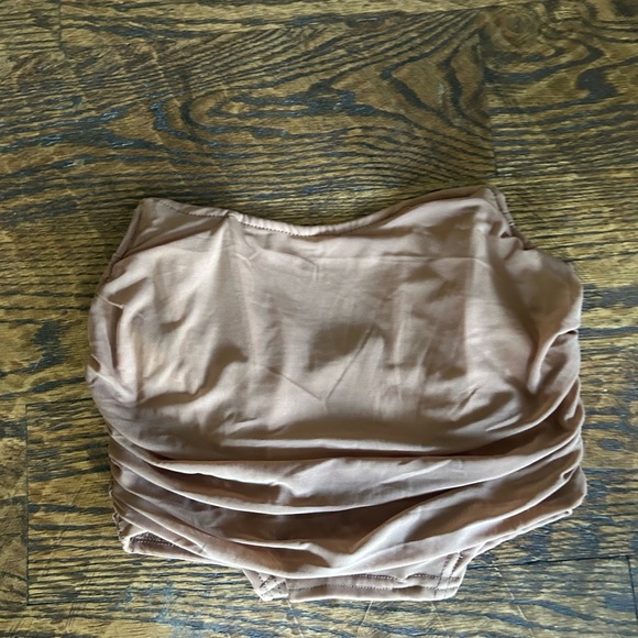 Tan Mesh Tube Top Corset Bustier Size M Old Money - Picture 2 of 6